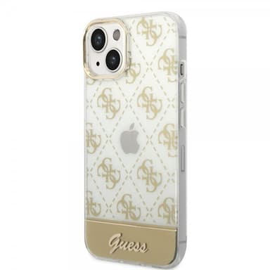 Guess iPhone 14 Plus Skal Bottom Stripe Script Logo Guld