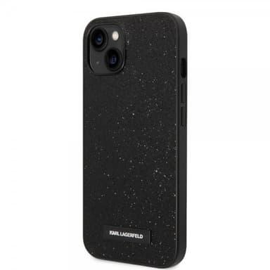 Karl Lagerfeld iPhone 14 Plus Skal Solid Glitter Plaque Logo Svart