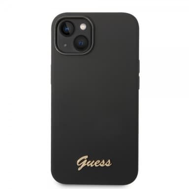 Guess iPhone 14 Plus Skal Liquid Silicone Metal Logo Svart