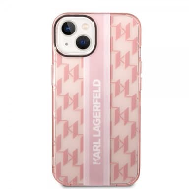 Karl Lagerfeld iPhone 14 Skal Monogram Vertical Stripe Rosa