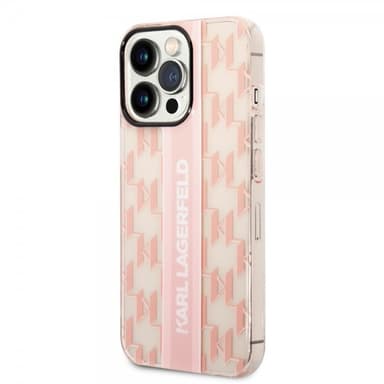Karl Lagerfeld iPhone 14 Pro Skal Monogram Vertical Stripe Rosa