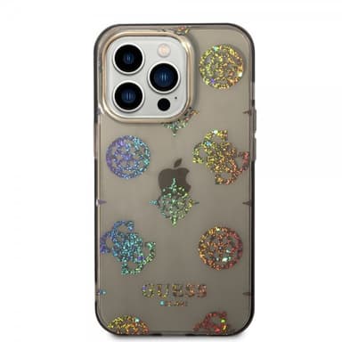Guess iPhone 14 Pro Skal Peony Glitter Svart