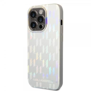 Karl Lagerfeld iPhone 14 Pro Skal Monogram Iridescent Silver