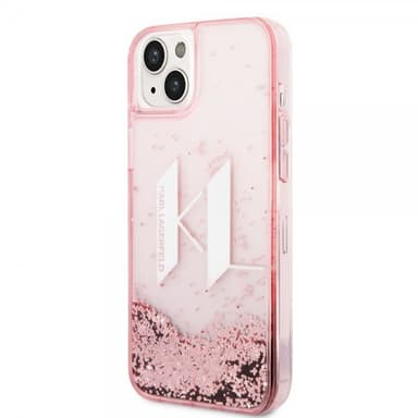 Karl Lagerfeld iPhone 14 Plus Skal Liquid Glitter Big Logo Rosa