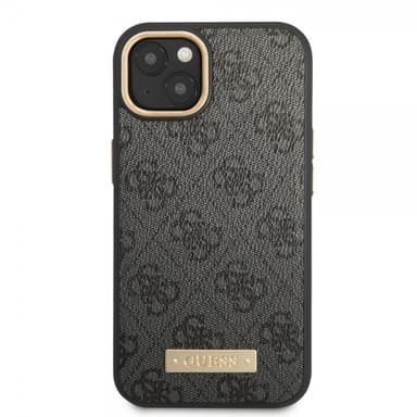 Guess iPhone 14 Plus Skal Metal Plate Logo MagSafe Svart