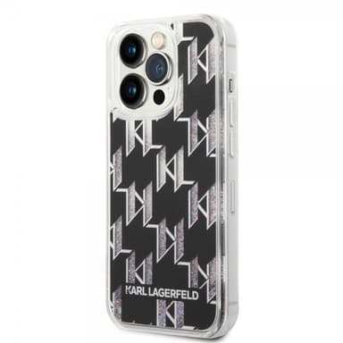 Karl Lagerfeld iPhone 14 Pro Skal Liquid Glitter Monogram Svart