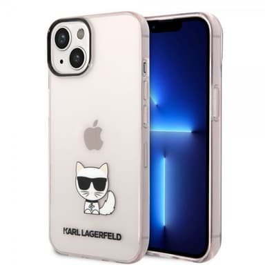 Karl Lagerfeld iPhone 14 Skal Printed Choupette Transparent Rosa