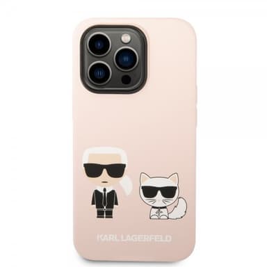 Karl Lagerfeld iPhone 14 Pro Max Skal Liquid Silicone Karl & Choupette MagSafe Rosa