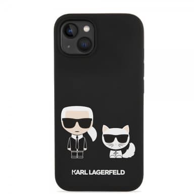 Karl Lagerfeld iPhone 14 Plus Skal Liquid Silicone Karl & Choupette MagSafe Svart