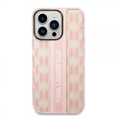 Karl Lagerfeld iPhone 14 Pro Skal Monogram Vertical Stripe Rosa