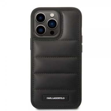 Karl Lagerfeld iPhone 14 Pro Skal Quilted Nylon Puffy Case Logo Plate Svart
