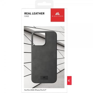 Black Rock iPhone 14 Pro Max Skal Real Leather Case Svart