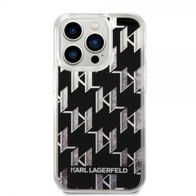 Karl Lagerfeld iPhone 14 Pro Skal Liquid Glitter Monogram Svart
