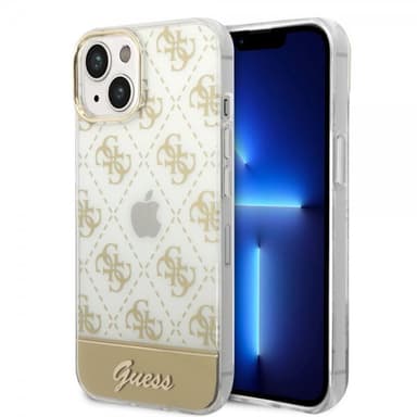 Guess iPhone 14 Plus Skal Bottom Stripe Script Logo Guld