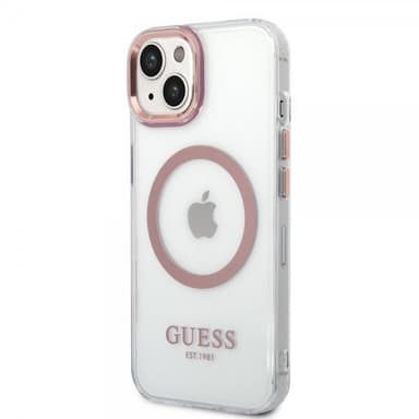 Guess iPhone 14 Skal Transparent MagSafe Rosa Transparent