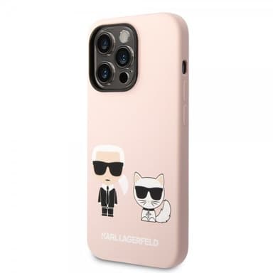Karl Lagerfeld iPhone 14 Pro Max Skal Liquid Silicone Karl & Choupette MagSafe Rosa