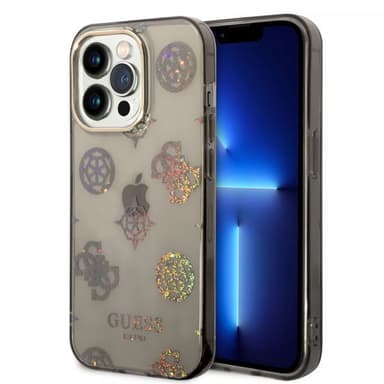 Guess iPhone 14 Pro Skal Peony Glitter Svart