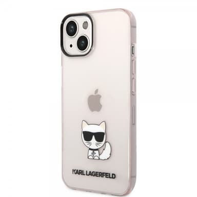 Karl Lagerfeld iPhone 14 Skal Printed Choupette Transparent Rosa