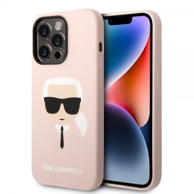Karl Lagerfeld iPhone 14 Pro Skal Liquid Silicone Karl MagSafe Rosa