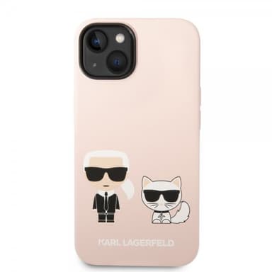 Karl Lagerfeld iPhone 14 Plus Skal Liquid Silicone Karl & Choupette Rosa