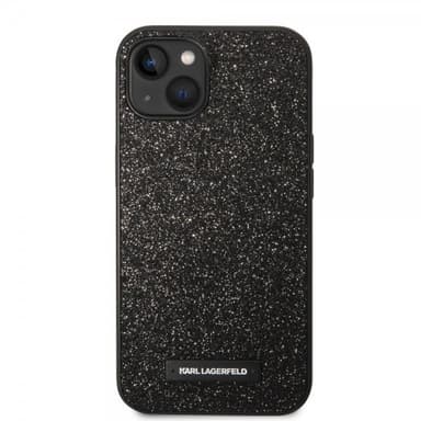 Karl Lagerfeld iPhone 14 Plus Skal Solid Glitter Plaque Logo Svart