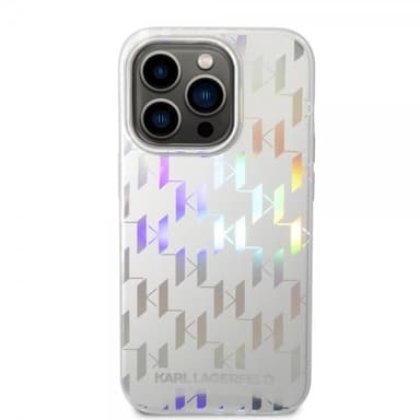 Karl Lagerfeld iPhone 14 Pro Skal Monogram Iridescent Silver