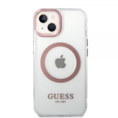 Guess iPhone 14 Skal Transparent MagSafe Rosa Transparent