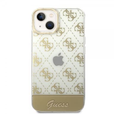 Guess iPhone 14 Plus Skal Bottom Stripe Script Logo Guld