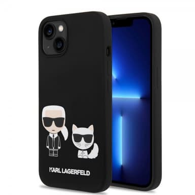 Karl Lagerfeld iPhone 14 Plus Skal Liquid Silicone Karl & Choupette MagSafe Svart