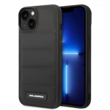 Karl Lagerfeld iPhone 14 Plus Skal Quilted Nylon Puffy Case Logo Plate Svart