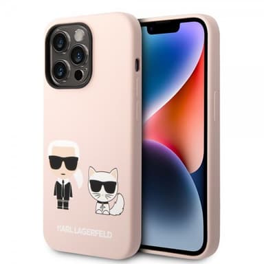 Karl Lagerfeld iPhone 14 Pro Max Skal Liquid Silicone Karl & Choupette MagSafe Rosa
