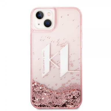 Karl Lagerfeld iPhone 14 Plus Skal Liquid Glitter Big Logo Rosa