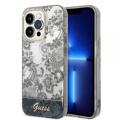 Guess iPhone 14 Pro Skal Toile de Jouy Grå