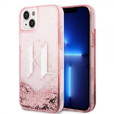 Karl Lagerfeld iPhone 14 Plus Skal Liquid Glitter Big Logo Rosa