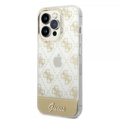 Guess iPhone 14 Pro Max Skal Bottom Stripe Script Logo Guld