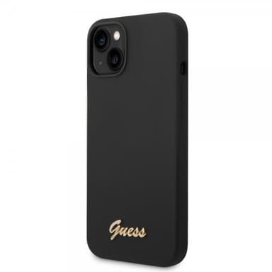 Guess iPhone 14 Skal Liquid Silicone Metal Logo Svart