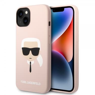Karl Lagerfeld iPhone 14 Skal Liquid Silicone Karl Rosa
