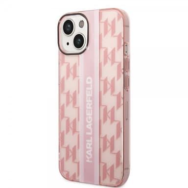 Karl Lagerfeld iPhone 14 Skal Monogram Vertical Stripe Rosa