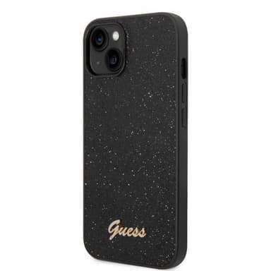 Guess iPhone 14 Plus Skal Glitter Flakes Metal Logo Svart
