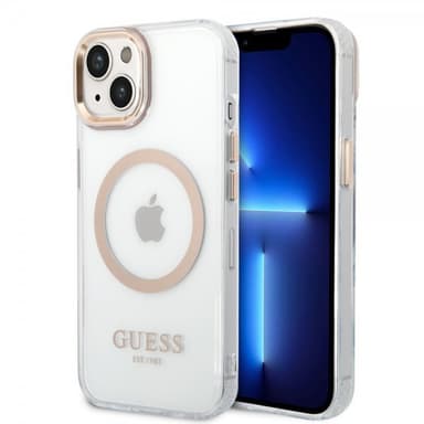 Guess iPhone 14 Skal Transparent MagSafe Guld Transparent