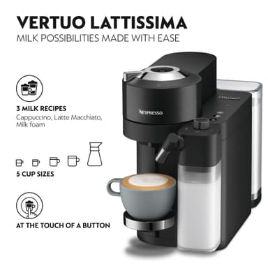 Nespresso Vertuo Lattissima kaffebryggare by Delonghi ENV300.B (svart)