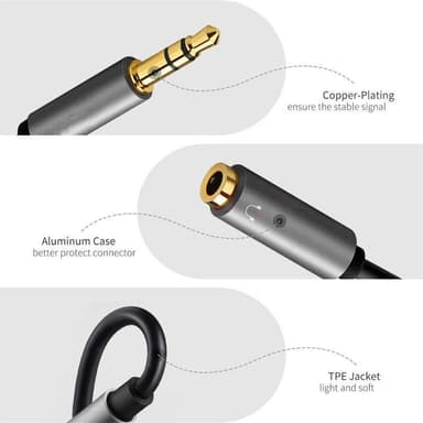 3,5 mm Audio Splitter Ljudkabel Svart