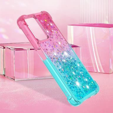 SKALO Xiaomi Redmi 10 5G Kvicksand Glitter Hjärtan TPU-skal - Rosa-Turkos