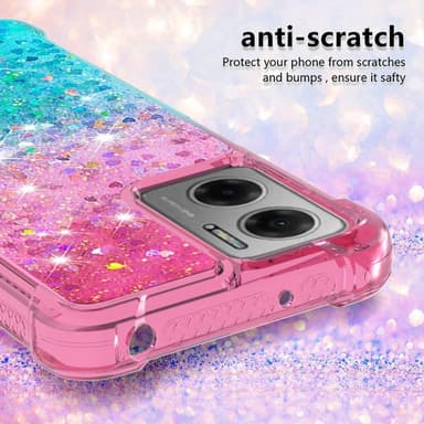 SKALO Xiaomi Redmi 10 5G Kvicksand Glitter Hjärtan TPU-skal - Rosa-Turkos