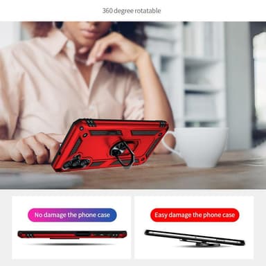 SKALO Samsung A13 5G Armor Hybrid Metallring skal - Röd