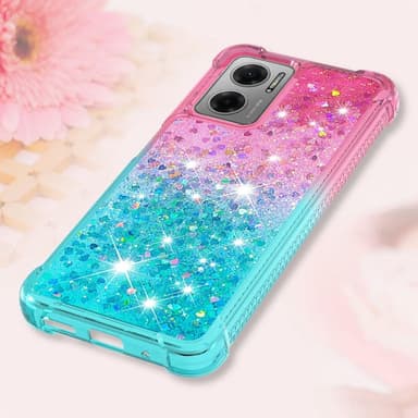 SKALO Xiaomi Redmi 10 5G Kvicksand Glitter Hjärtan TPU-skal - Rosa-Turkos