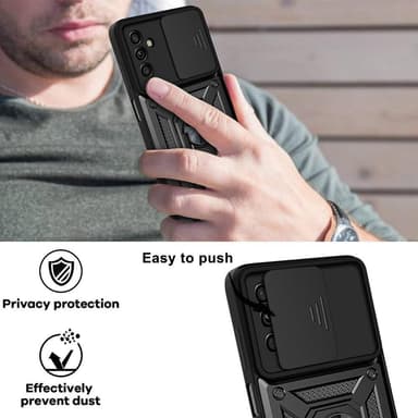 SKALO Samsung A13 5G Armor Hybrid Metallring Kameraslider - Svart