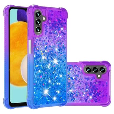 SKALO Samsung A04s 4G Kvicksand Glitter Hjärtan TPU-skal - Lila-Blå