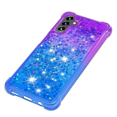 SKALO Samsung A04s 4G Kvicksand Glitter Hjärtan TPU-skal - Lila-Blå