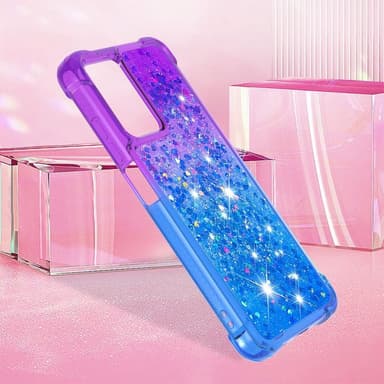 SKALO Xiaomi Redmi 10 5G Kvicksand Glitter Hjärtan TPU-skal - Lila-Blå